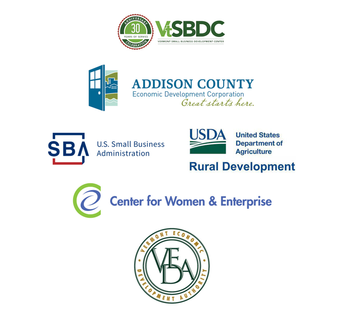 Logos of National Bank of Middlebury's economic partners