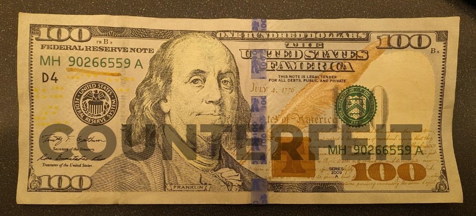 counterfeit $100 bill