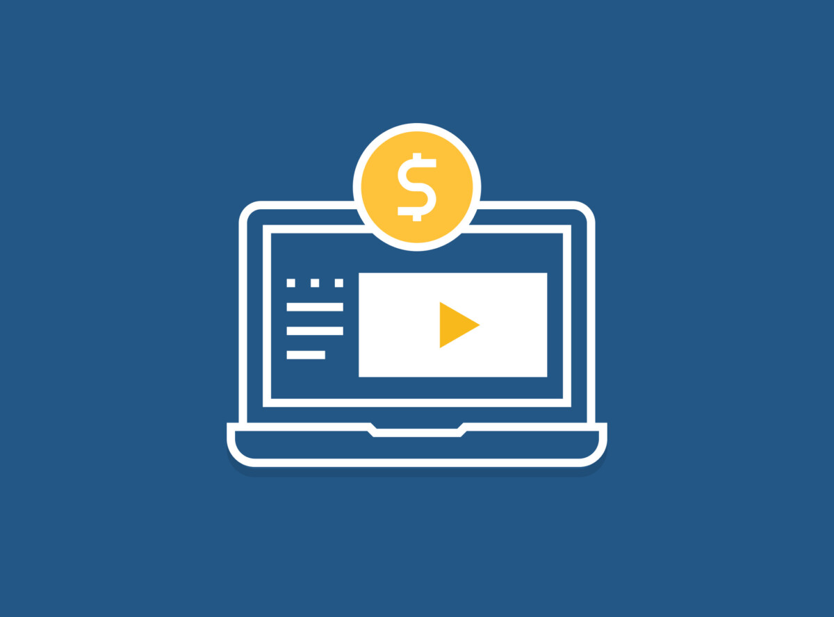 Graphic of a computer with a dollar sign above it.