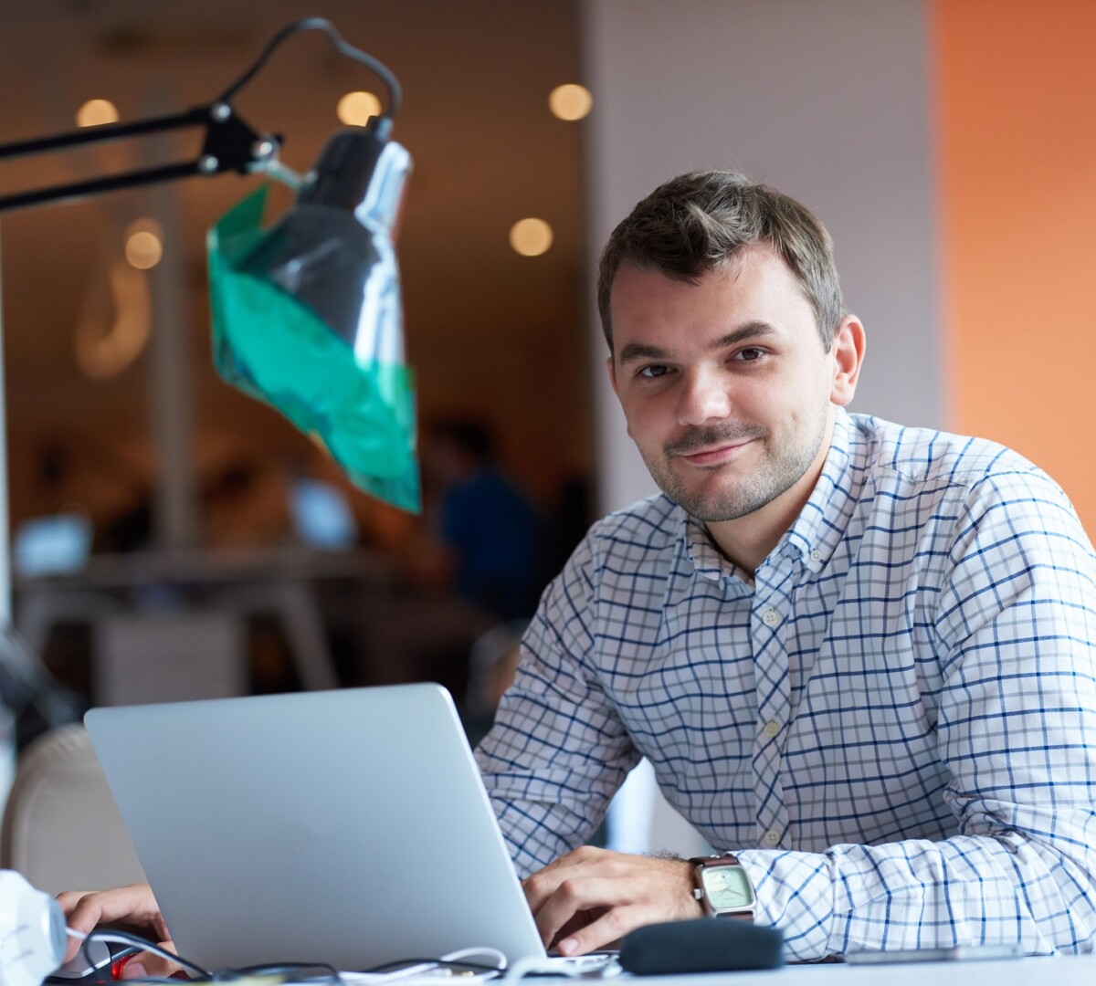 Entrepreneur using laptop
